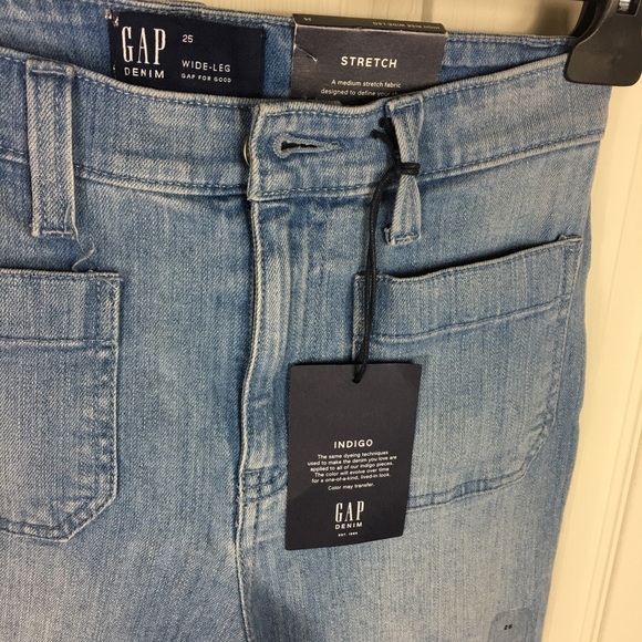 GAP Jeans wide leg Stretch Indigo 25, 26 Brand New - Picture 2 of 4